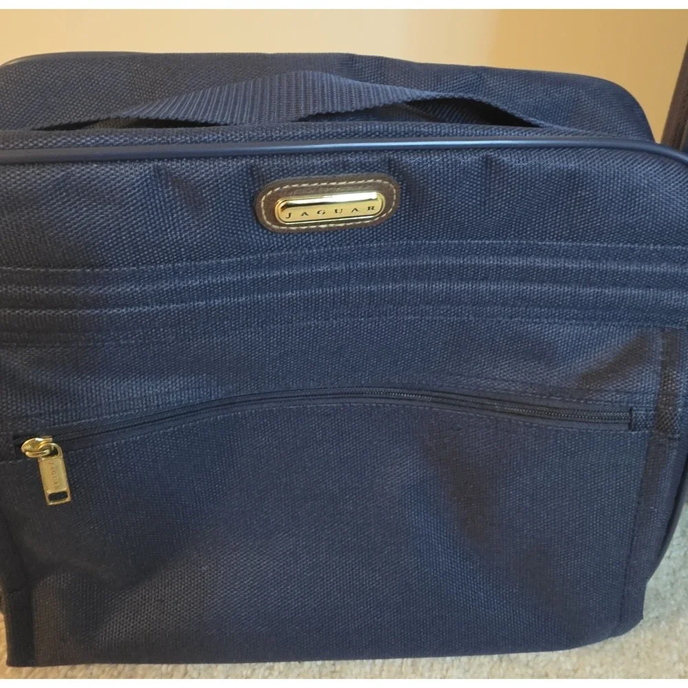 Jaguar 2 Piece Navy Blue Luggage Set Rolling Suitcase Carry On Travel Bag